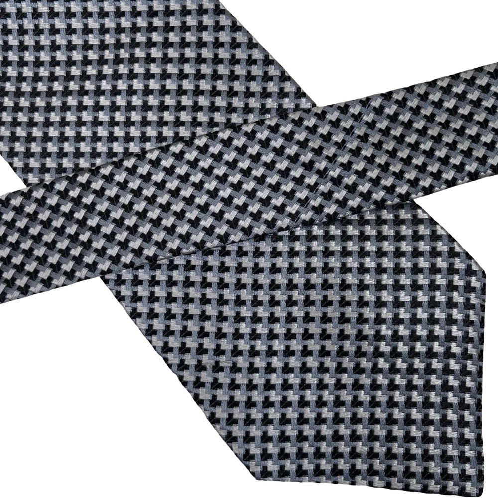 Vintage Arrow Geometric Silk‎ Necktie Gray Black Woven Extra Long Classic Tie